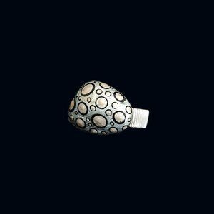 Hand Painted Silver and Champagne Statement Ring.